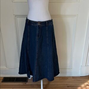 Elegant Dark Blue A-Line Denim Skirt